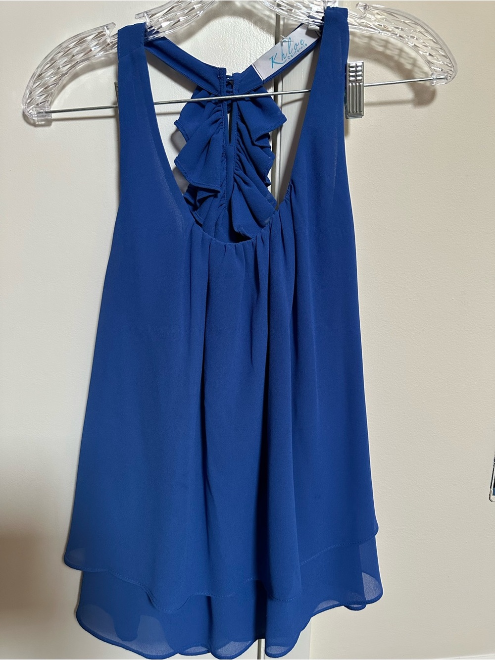 Royal Blue Ruffle-Back Chiffon Cami - Women
